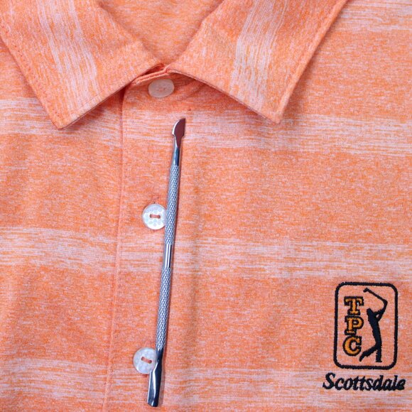 Puma Pounce Stripe Polo Cresting Shirt Mens 2XL XXL Orange TPC Scottsdale Logo - Picture 8 of 16